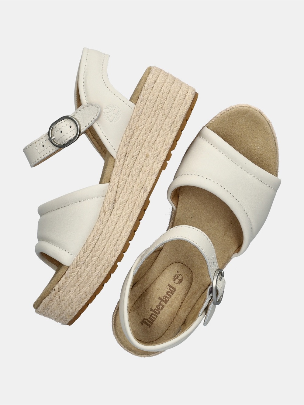 Timberland Cream Leather Espadrille Platform Sandals
